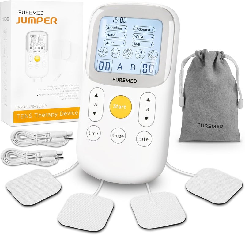 JUMPER Dual Channel Tens Machine Therapy Device for Pain Management with 5 Massage Programs, 6 Pain Modes for 2 Users, Automatic Alarm and Shutdown, TENS Machine for Pain Relief - Image 1